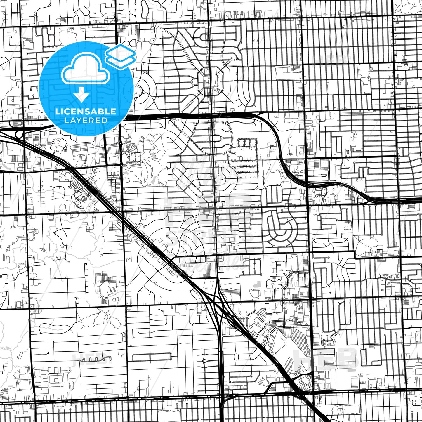 Layered PDF map of Southfield, Michigan, United States