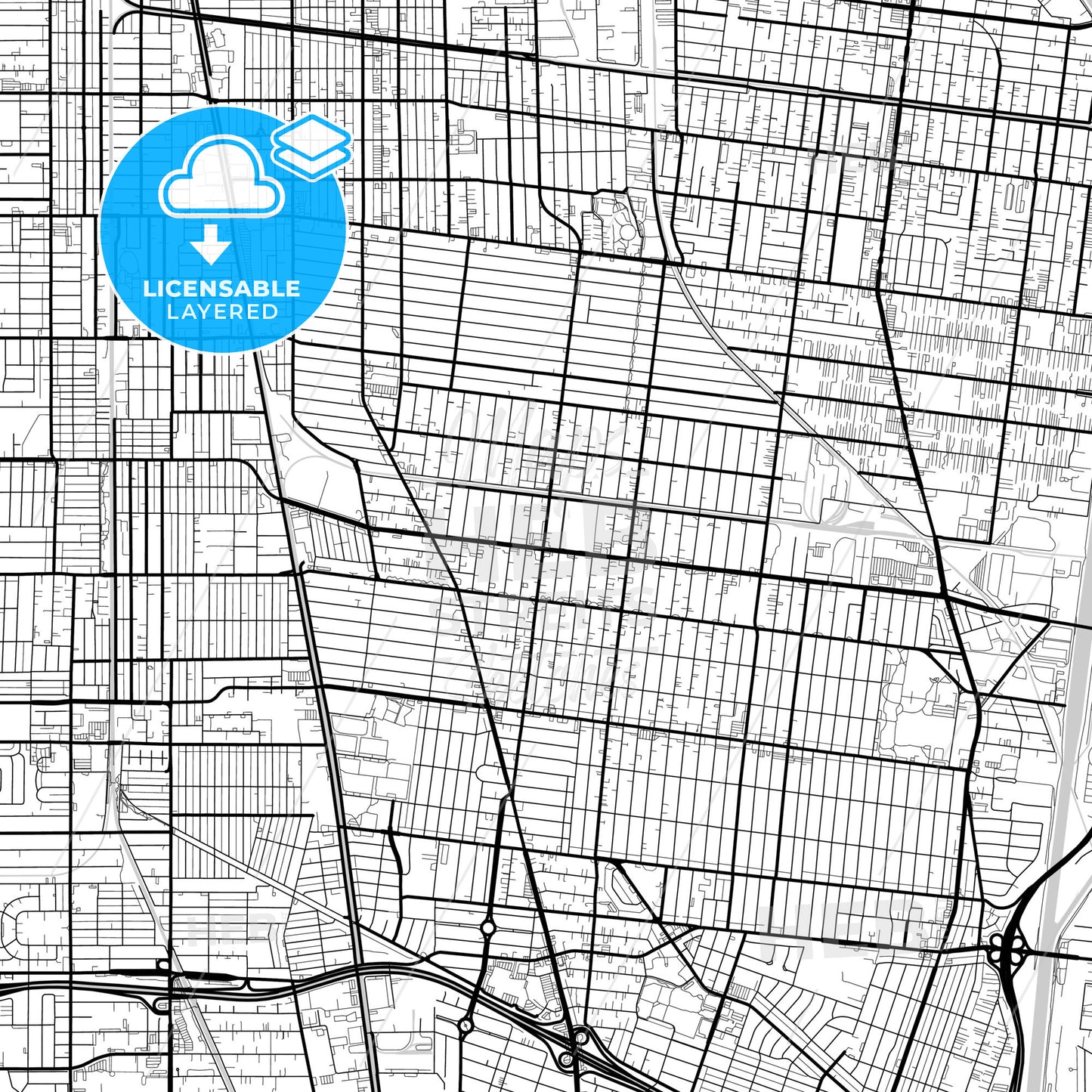 Layered PDF map of South Gate, California, United States