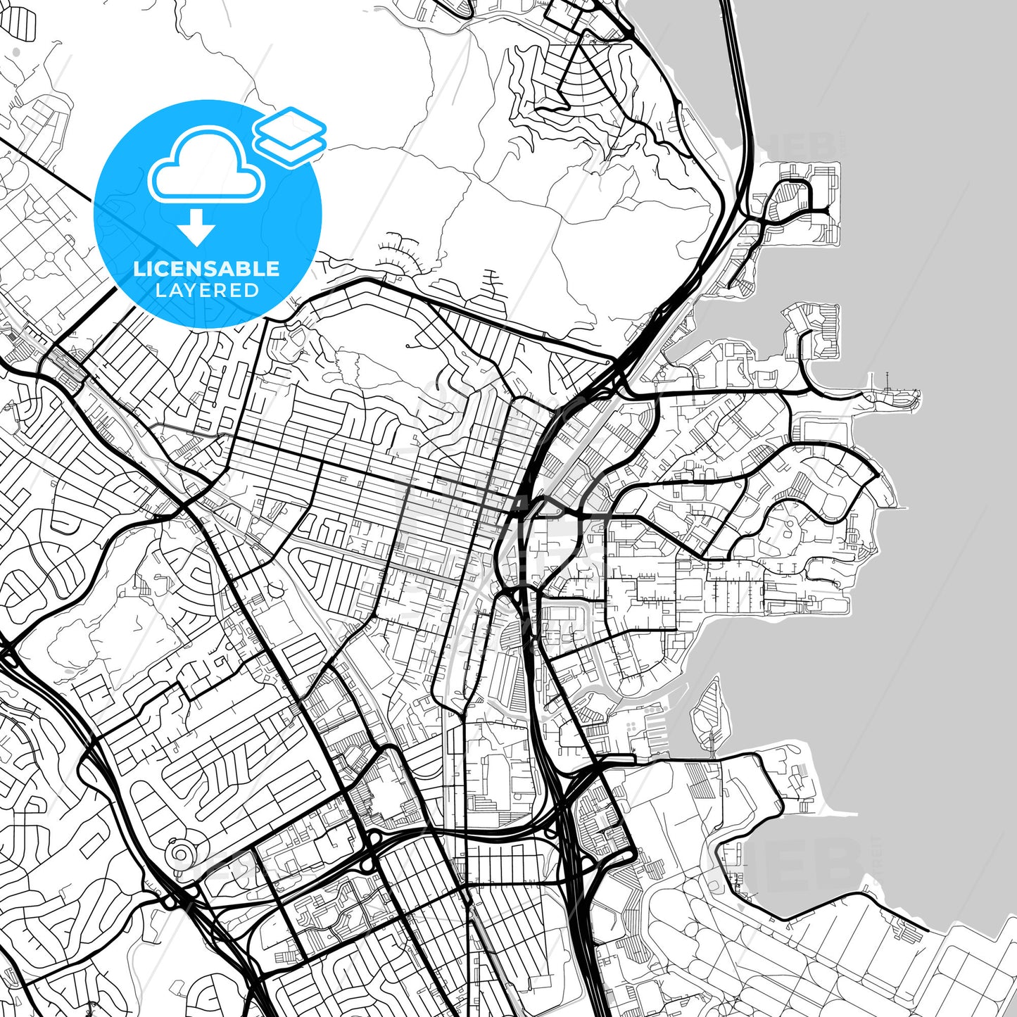 Layered PDF map of South San Francisco, California, United States