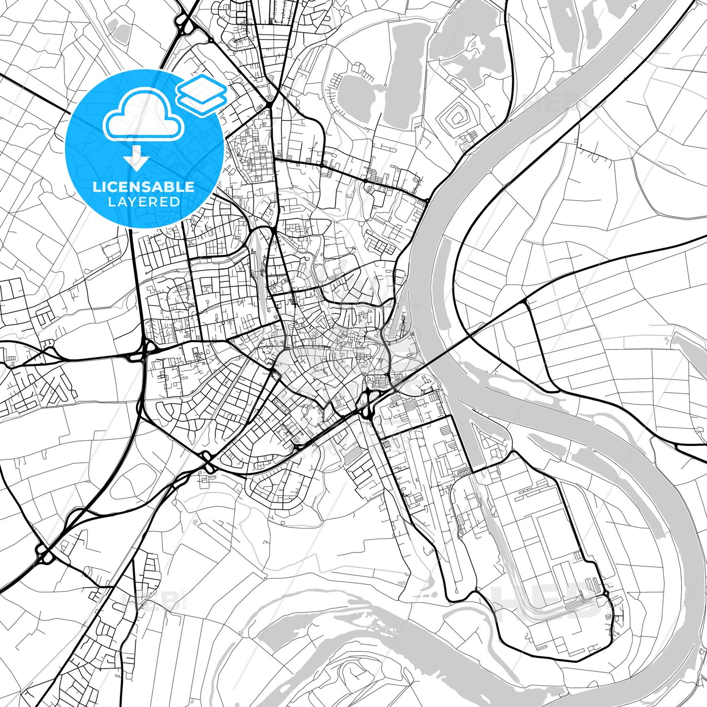 Layered PDF map of Speyer, Rheinland-Pfalz, Germany