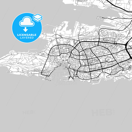 Layered PDF map of Split, Split-Dalmatia, Croatia