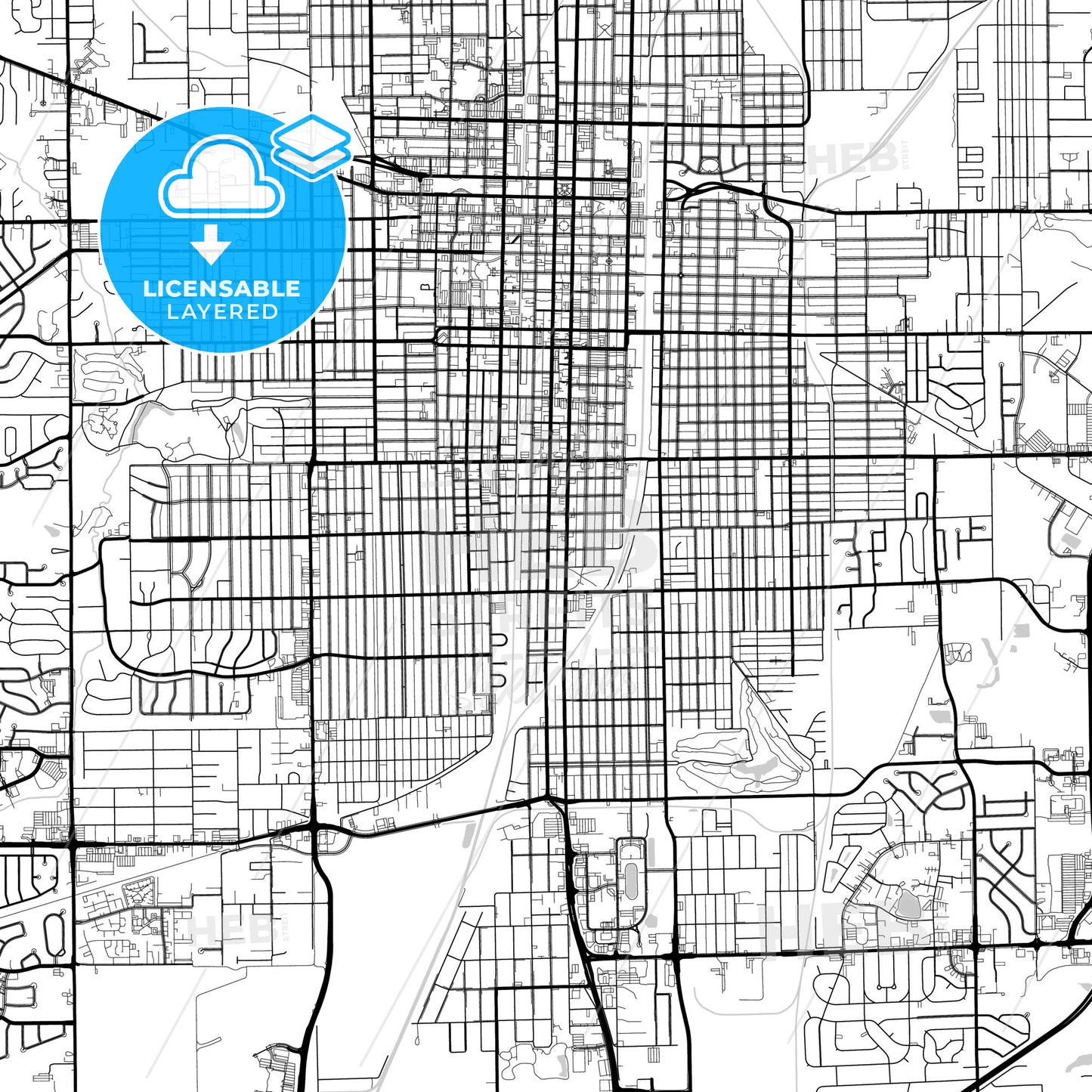 Layered PDF map of Springfield, Illinois, United States