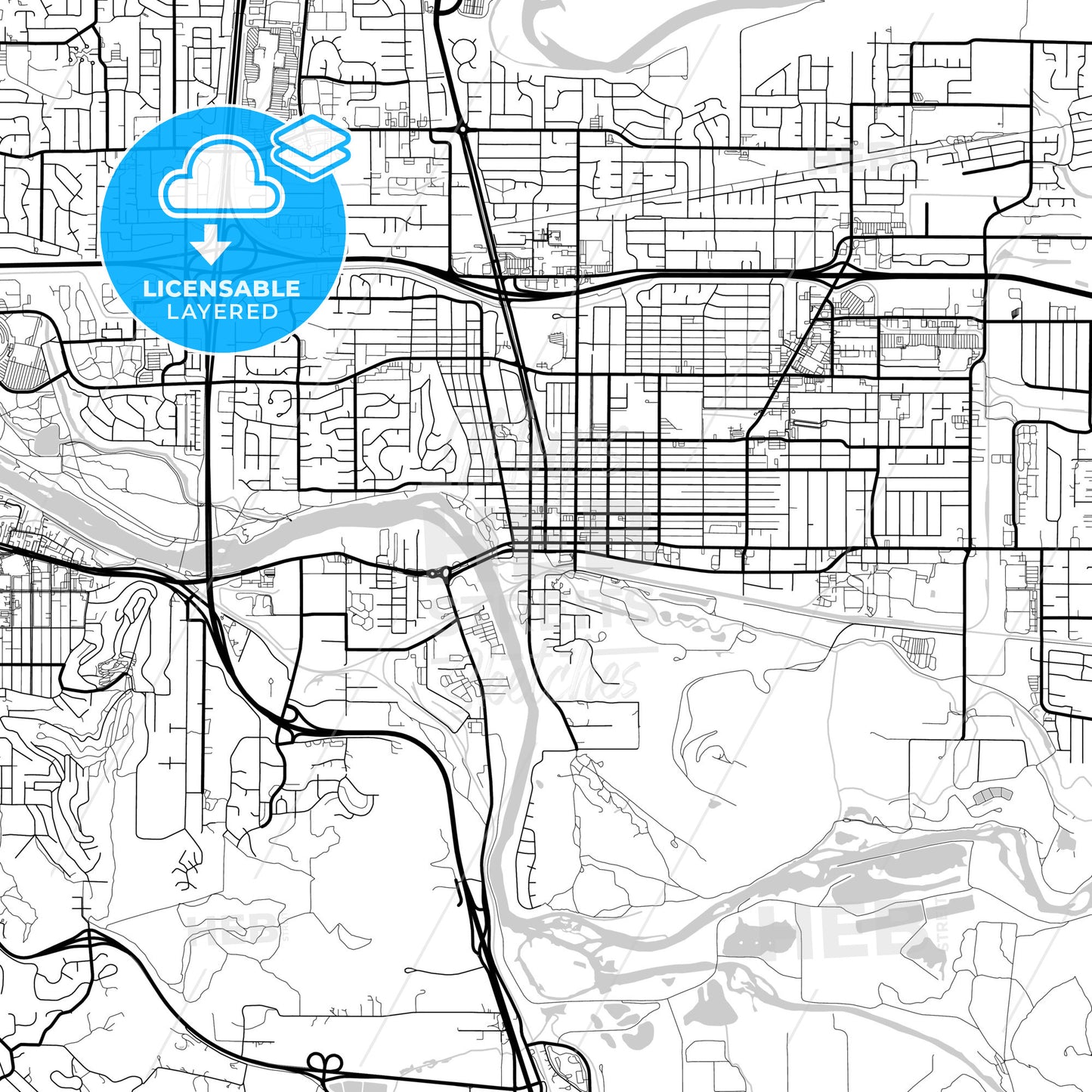 Layered PDF map of Springfield, Oregon, United States