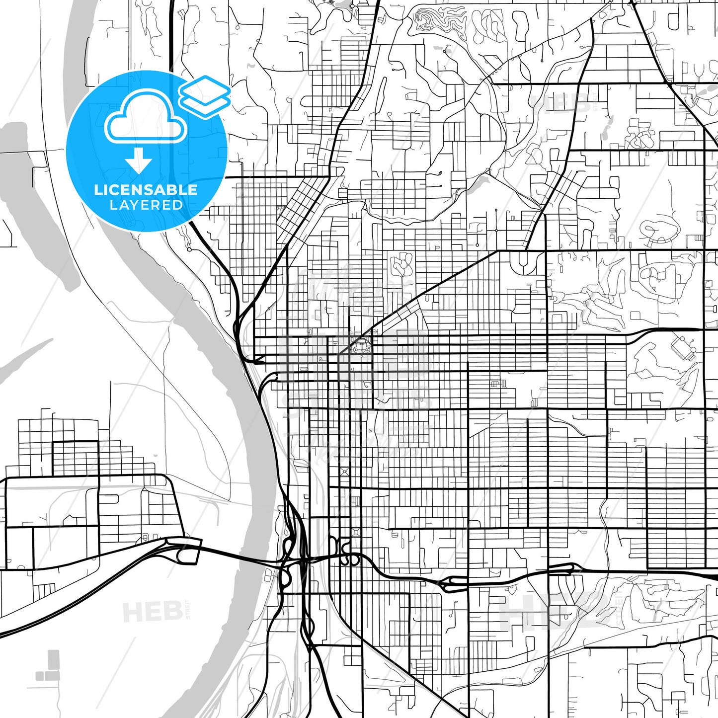 Layered PDF map of St. Joseph, Missouri, United States