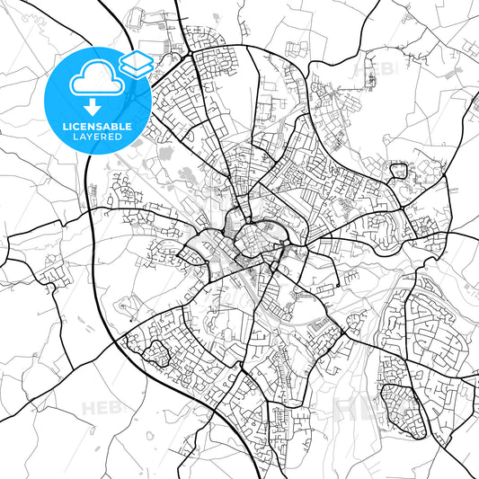Layered PDF map of Stafford, West Midlands, England