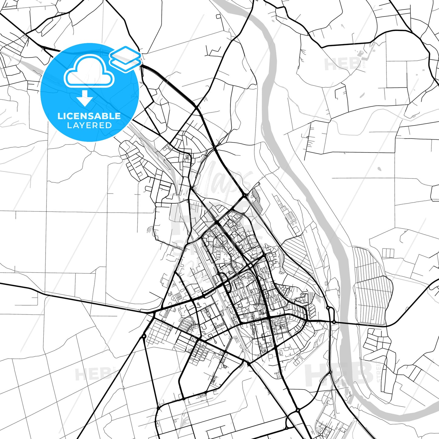 Layered PDF map of Stalowa Wola, Podkarpackie, Poland