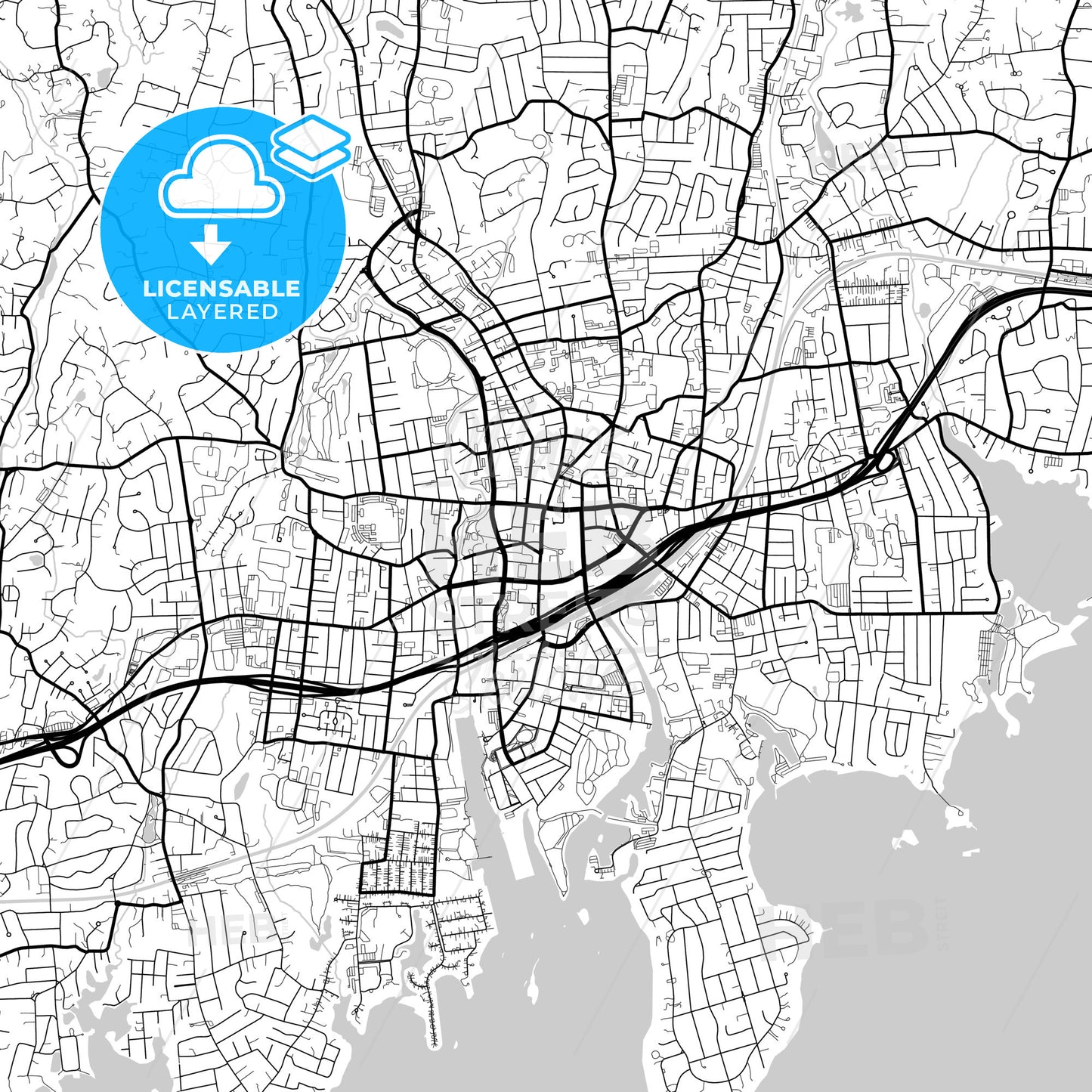 Layered PDF map of Stamford, Connecticut, United States