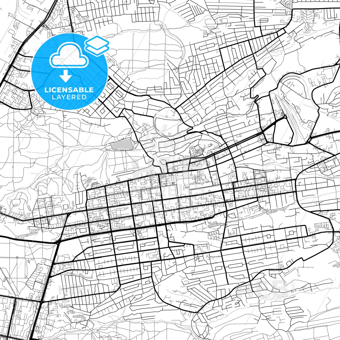 Layered PDF map of Stavropol, Stavropol Krai, Russia