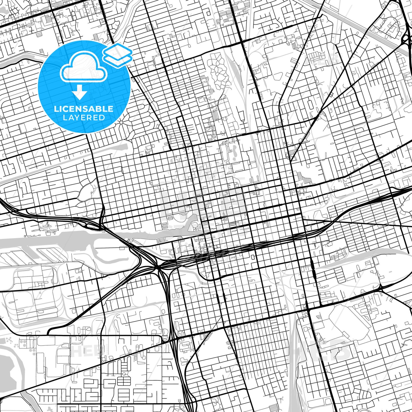 Layered PDF map of Stockton, California, United States