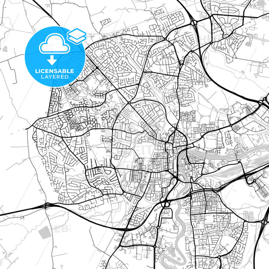 Layered PDF map of Stockton-on-Tees, North East England, England
