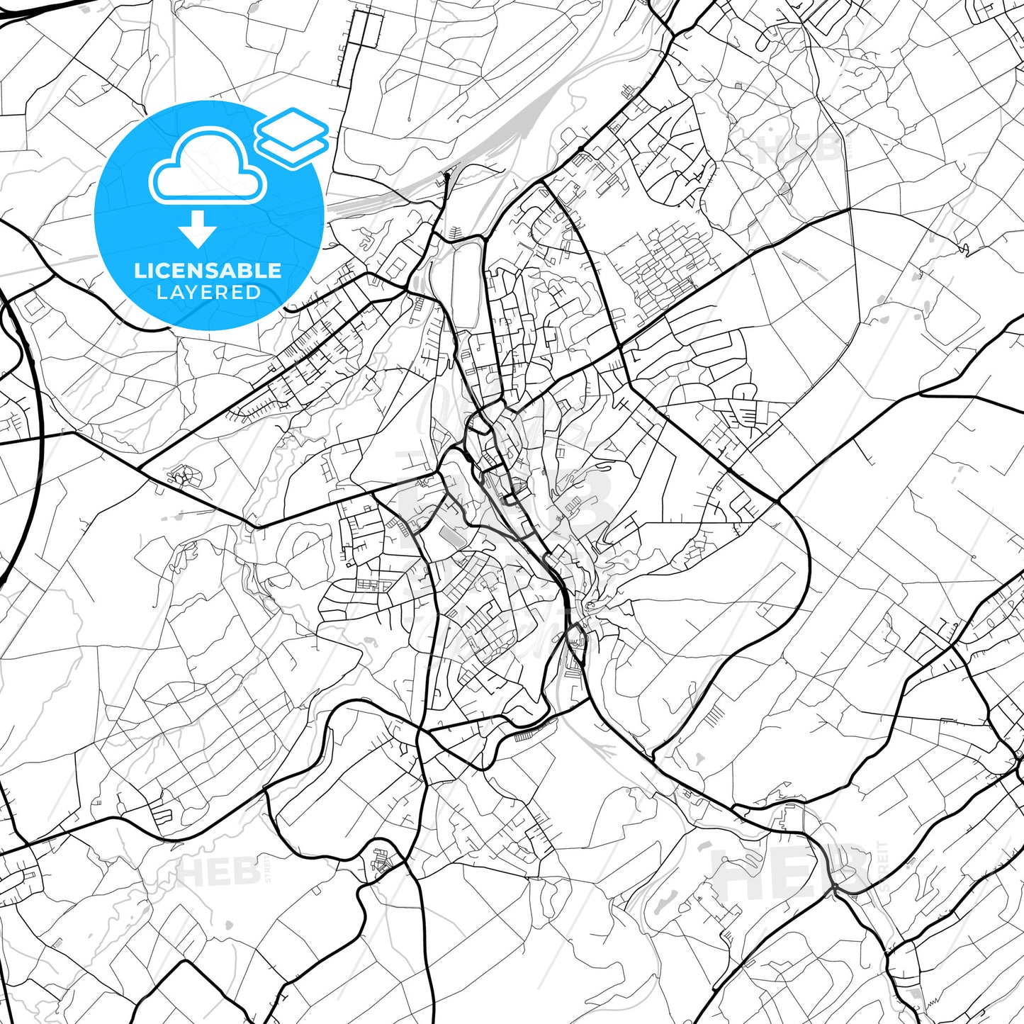 Layered PDF map of Stolberg (Rheinland), North Rhine-Westphalia, Germany