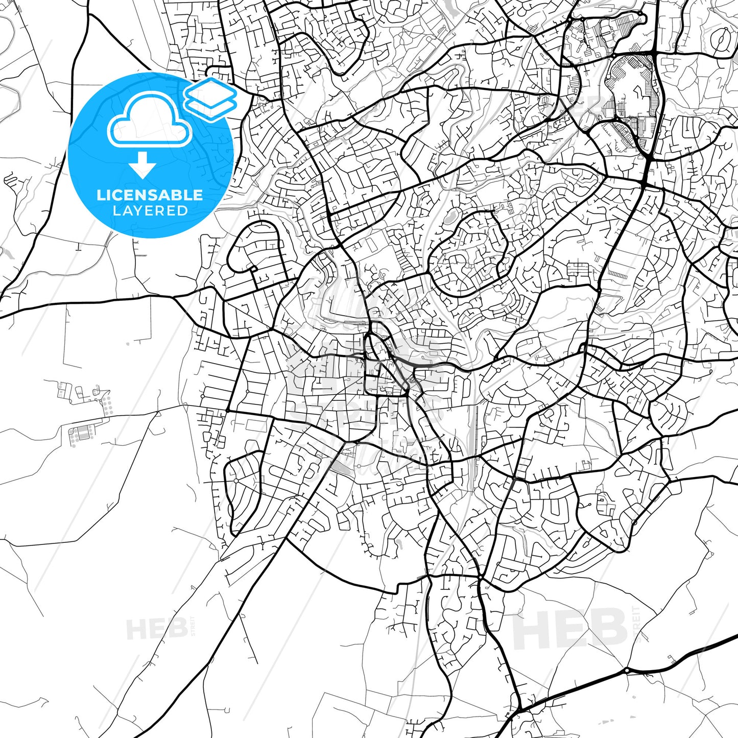 Layered PDF map of Stourbridge, West Midlands, England