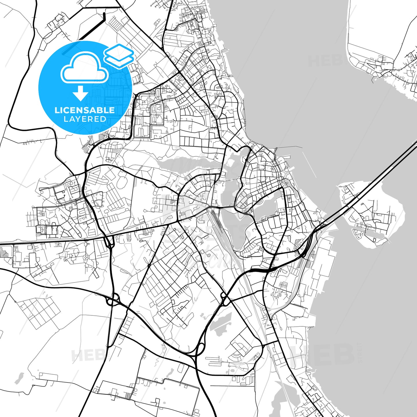 Layered PDF map of Stralsund, Mecklenburg-Western Pomerania, Germany