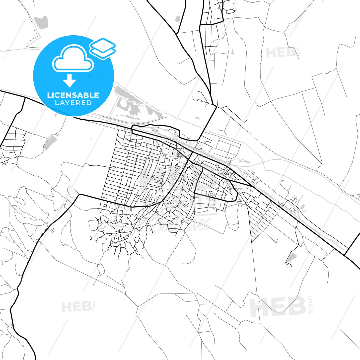 Layered PDF map of Strășeni, Strășeni district, Moldova