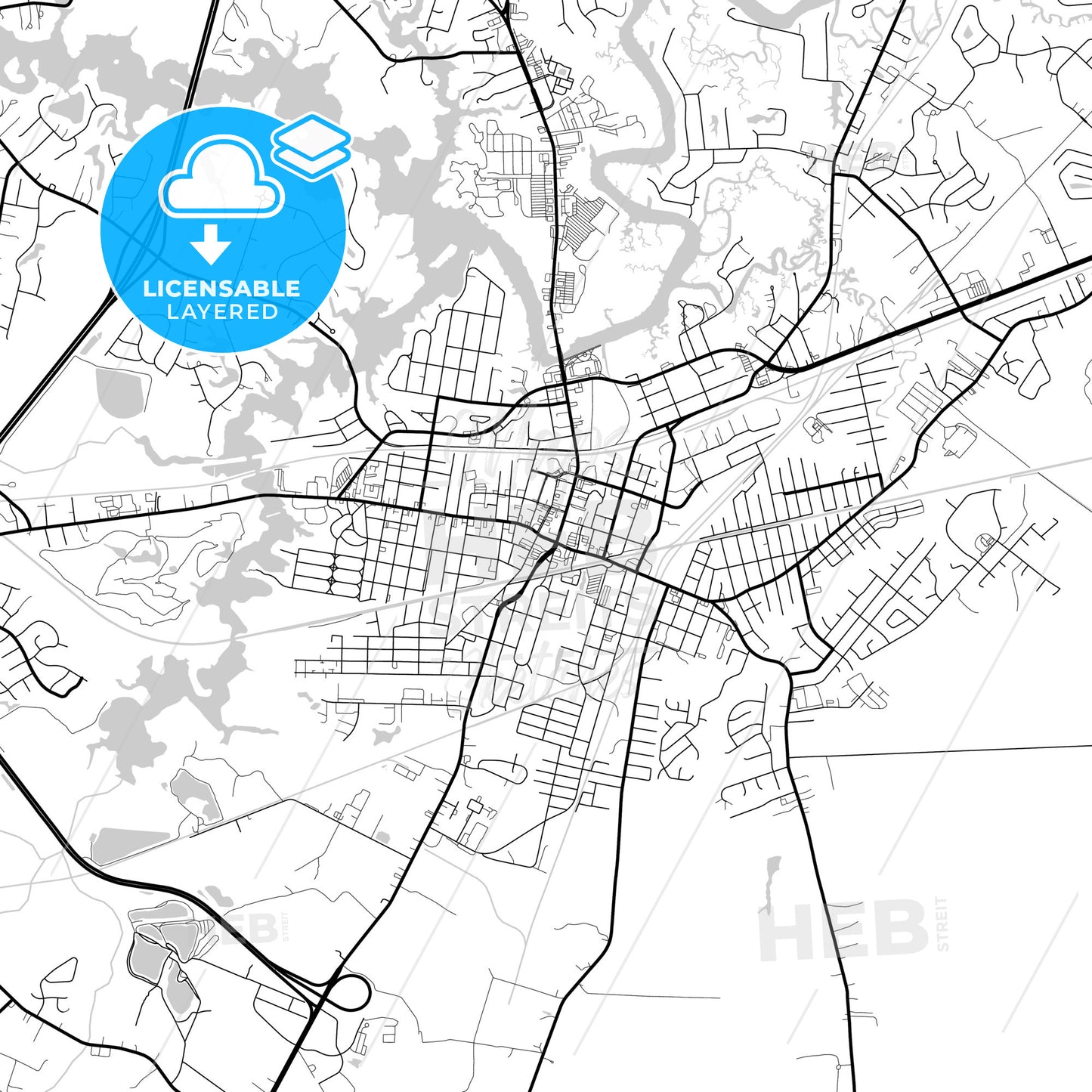 Layered PDF map of Suffolk, Virginia, United States