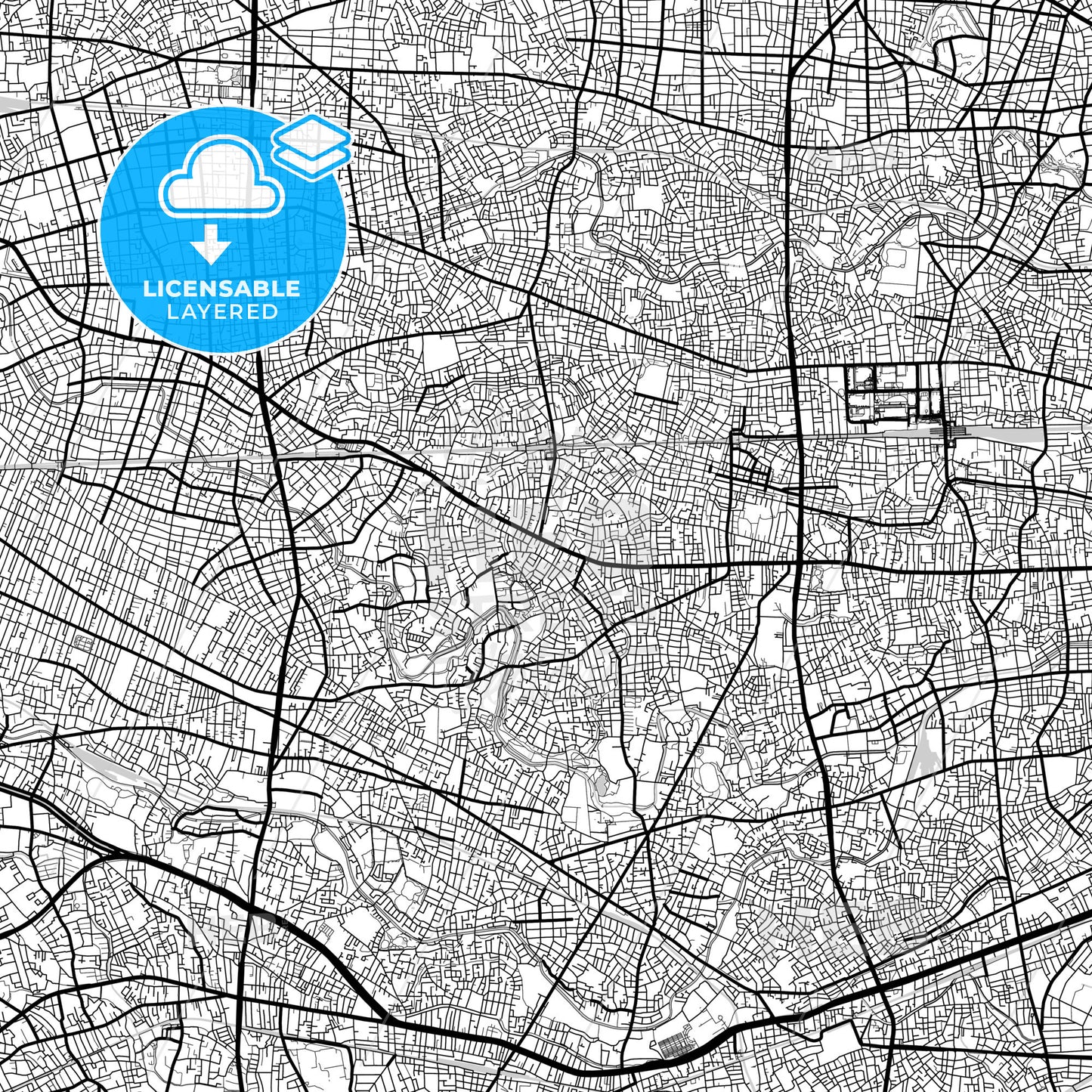 Layered PDF map of Suginami, Tokyo, Japan