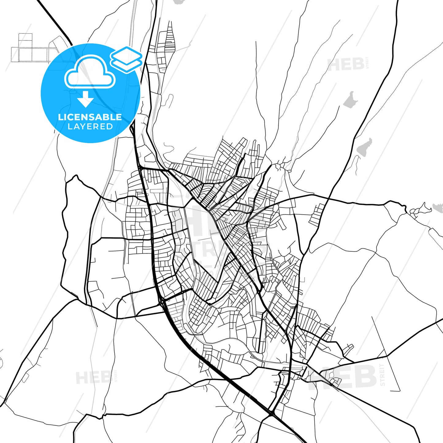 Layered PDF map of Suluova, Amasya, Turkey