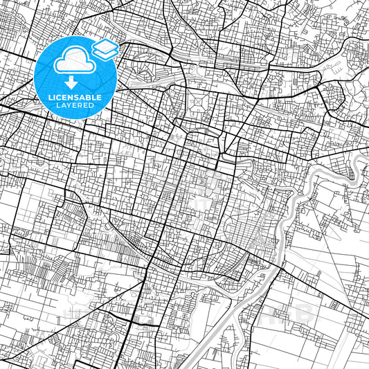 Layered PDF map of Surakarta, Central Java, Indonesia