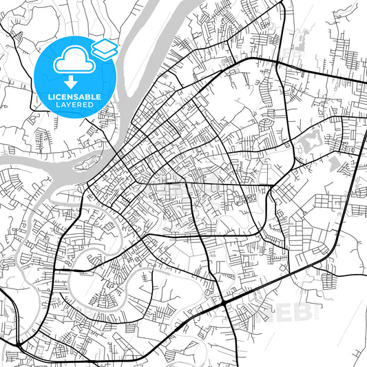 Layered PDF map of Surat Thani, Surat Thani, Thailand