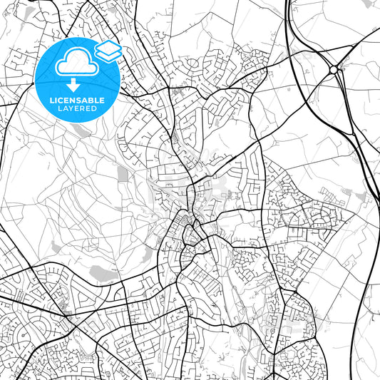 Layered PDF map of Sutton Coldfield, West Midlands, England