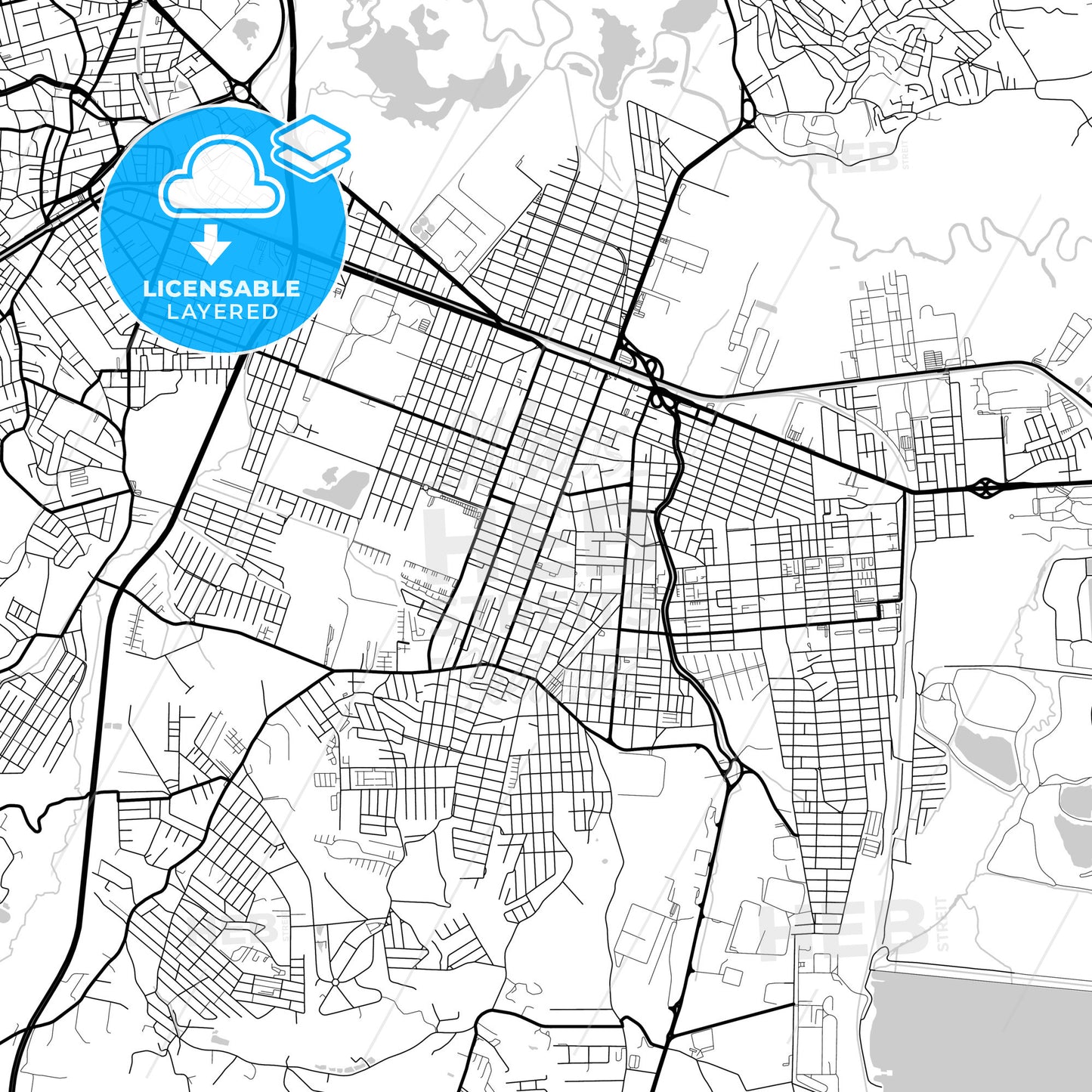 Layered PDF map of Suzano, Brazil