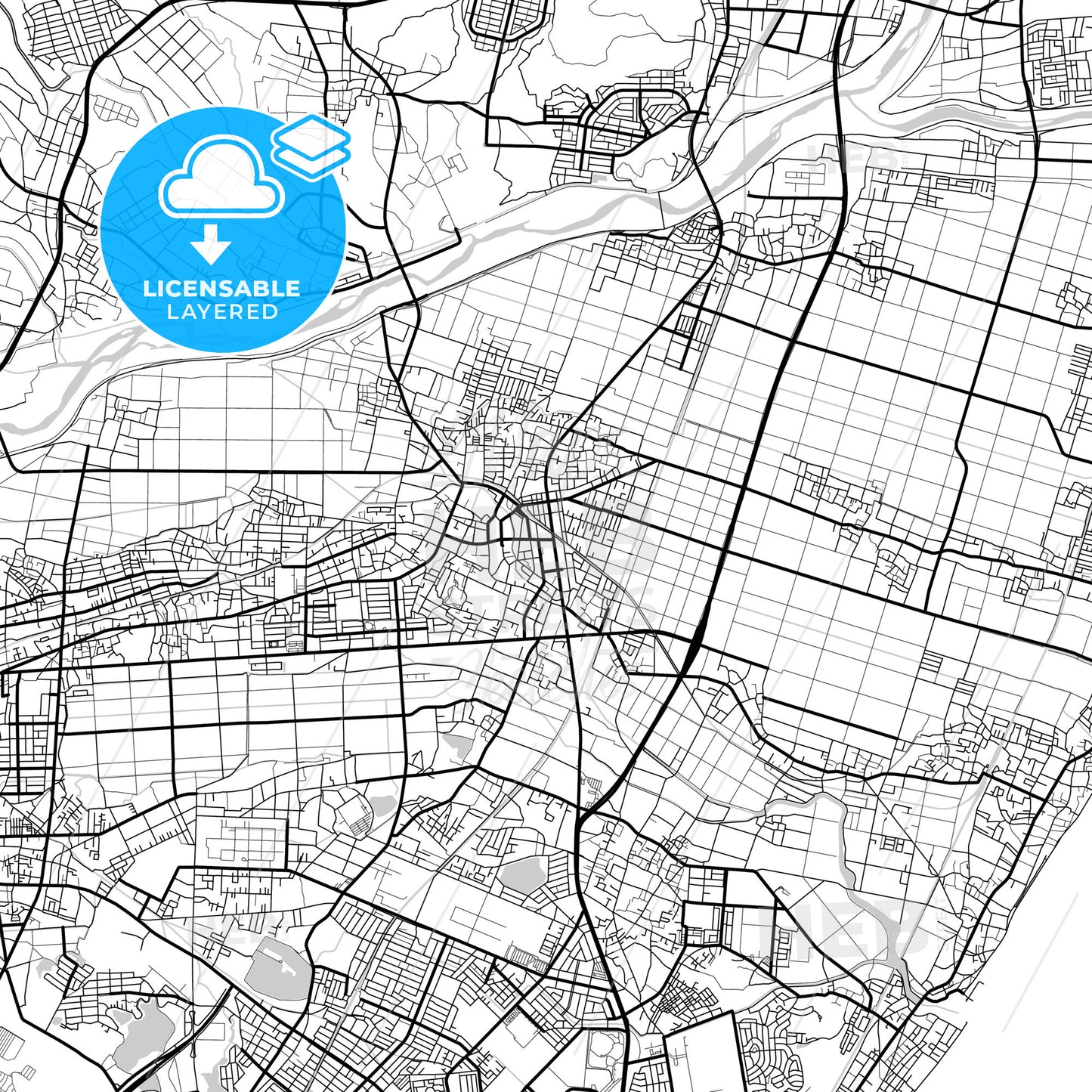 Layered PDF map of Suzuka, Mie, Japan