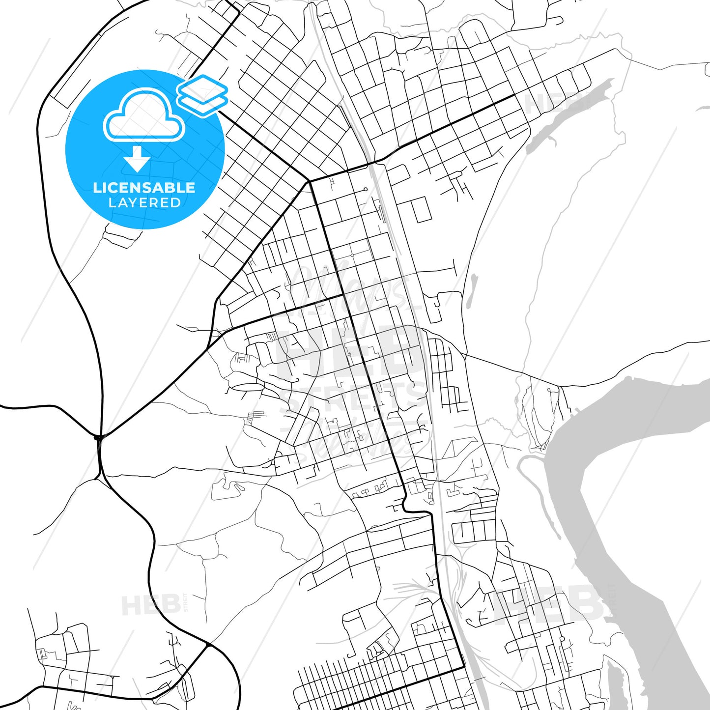 Layered PDF map of Svobodny, Amur Oblast, Russia