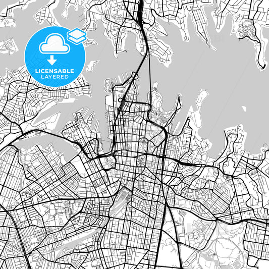 Layered PDF map of Sydney, New South Wales, Australia