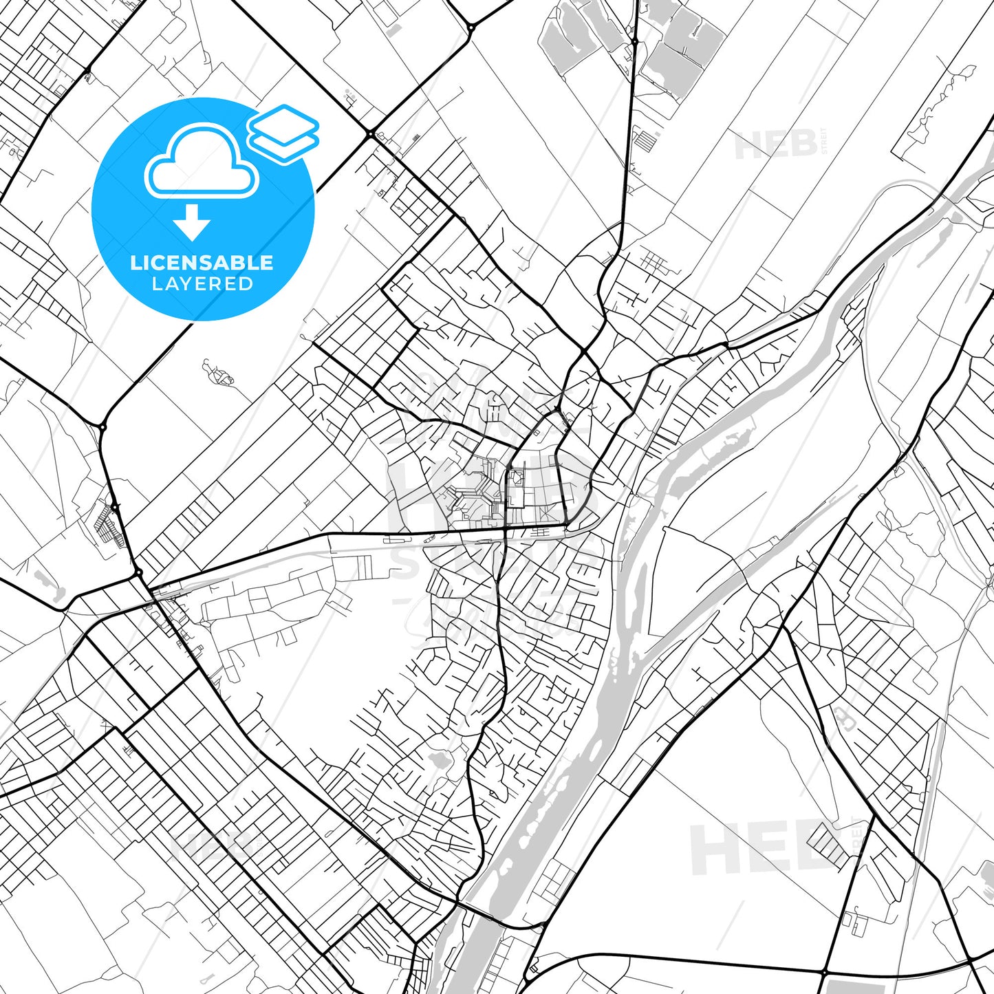 Layered PDF map of Szigetszentmiklós, Pest, Hungary