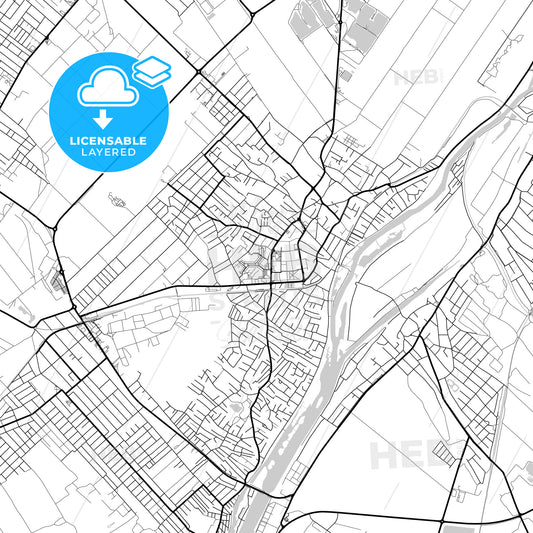 Layered PDF map of Szigetszentmiklós, Pest, Hungary