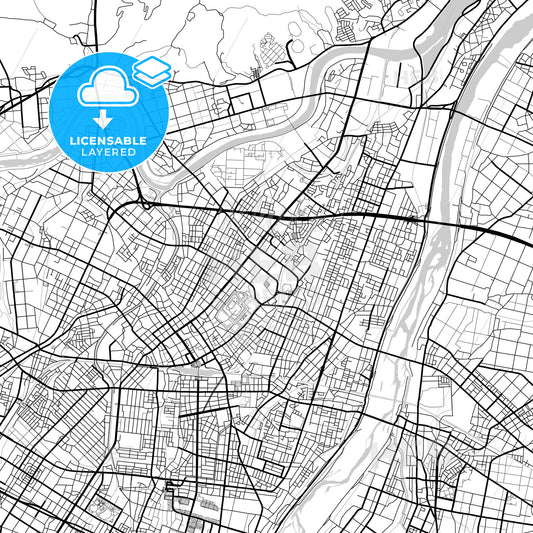 Layered PDF map of Takaoka, Toyama, Japan