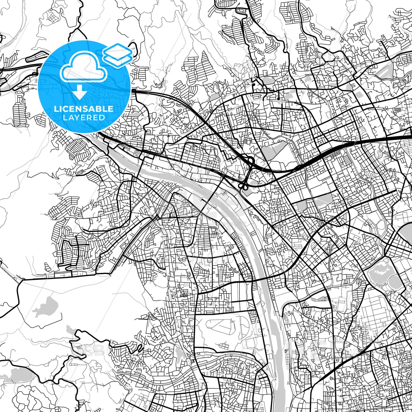 Layered PDF map of Takarazuka, Hyōgo, Japan