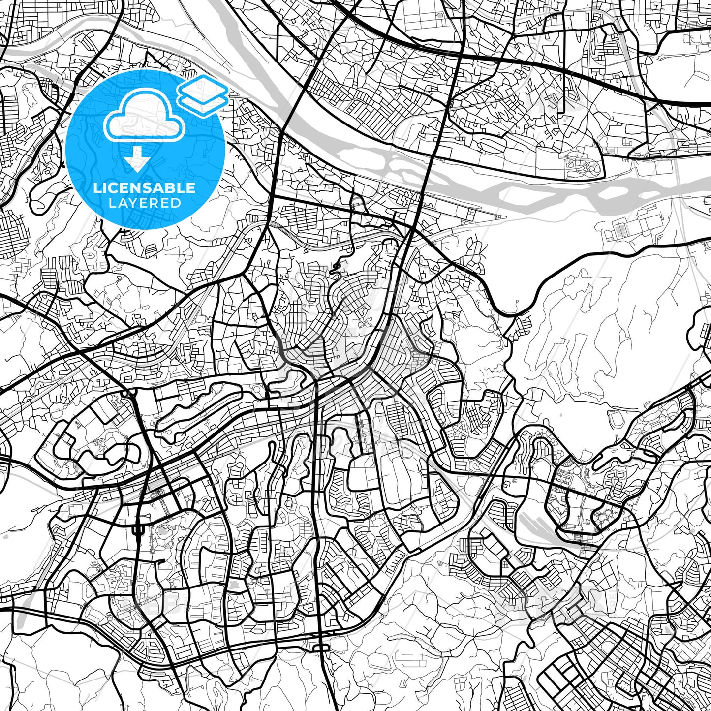 Layered PDF map of Tama, Tokyo, Japan