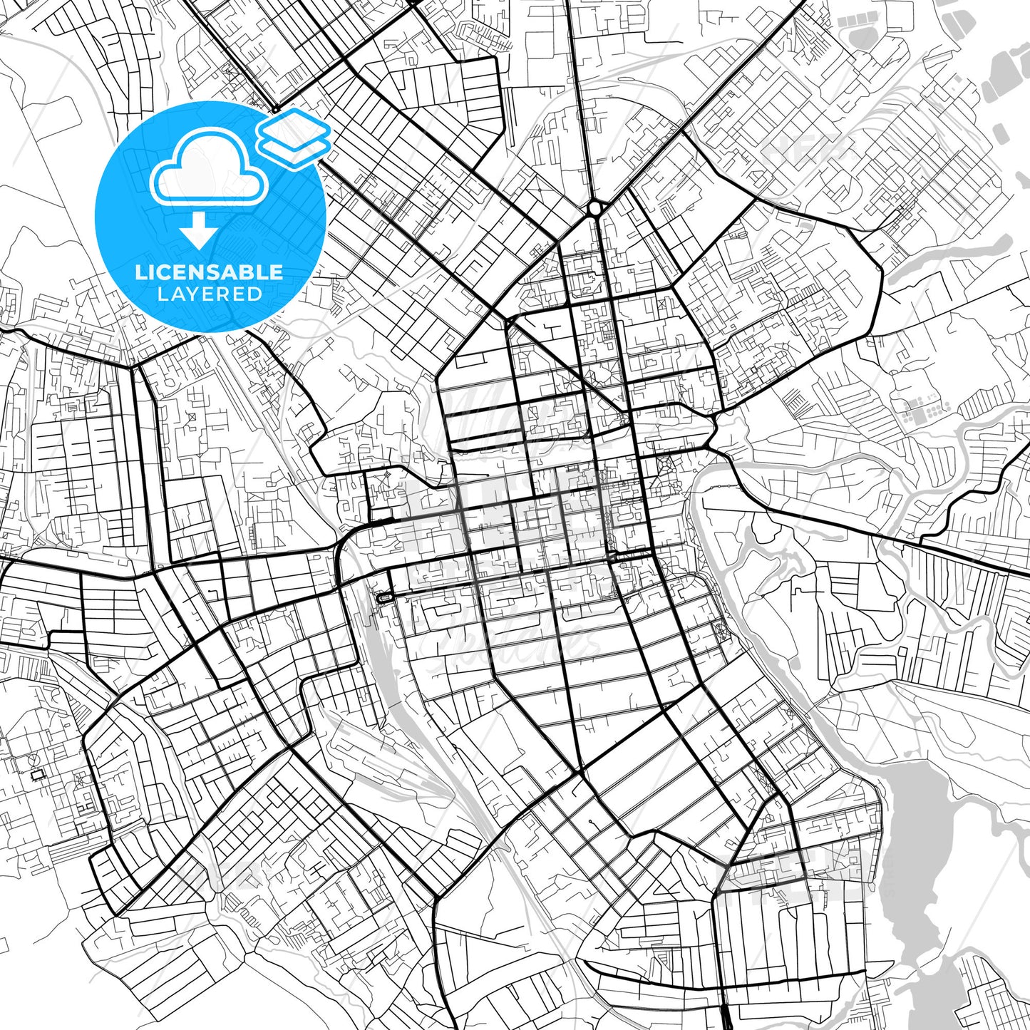 Layered PDF map of Tambov, Tambov Oblast, Russia