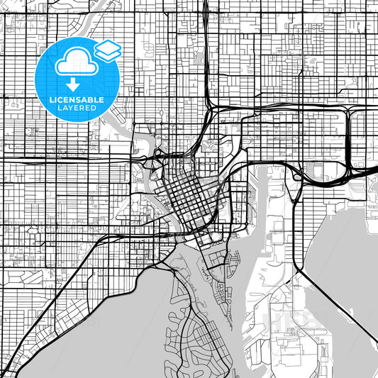Layered PDF map of Tampa, Florida, United States