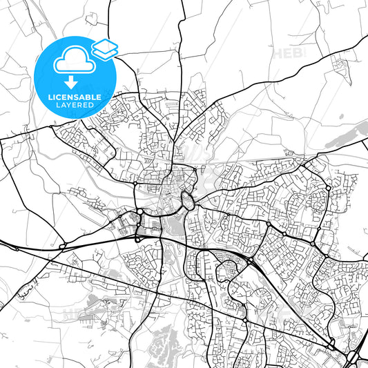 Layered PDF map of Tamworth, West Midlands, England