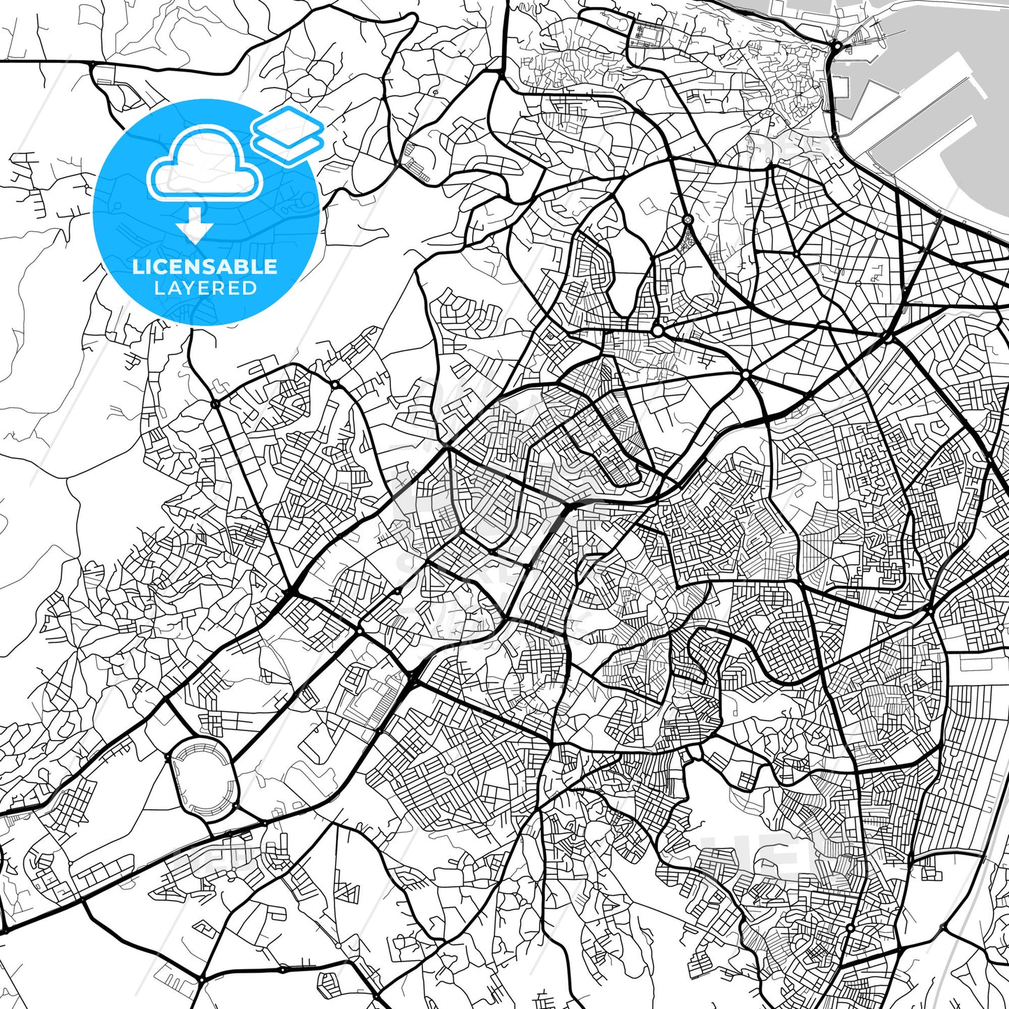 Layered PDF map of Tangier, Morocco