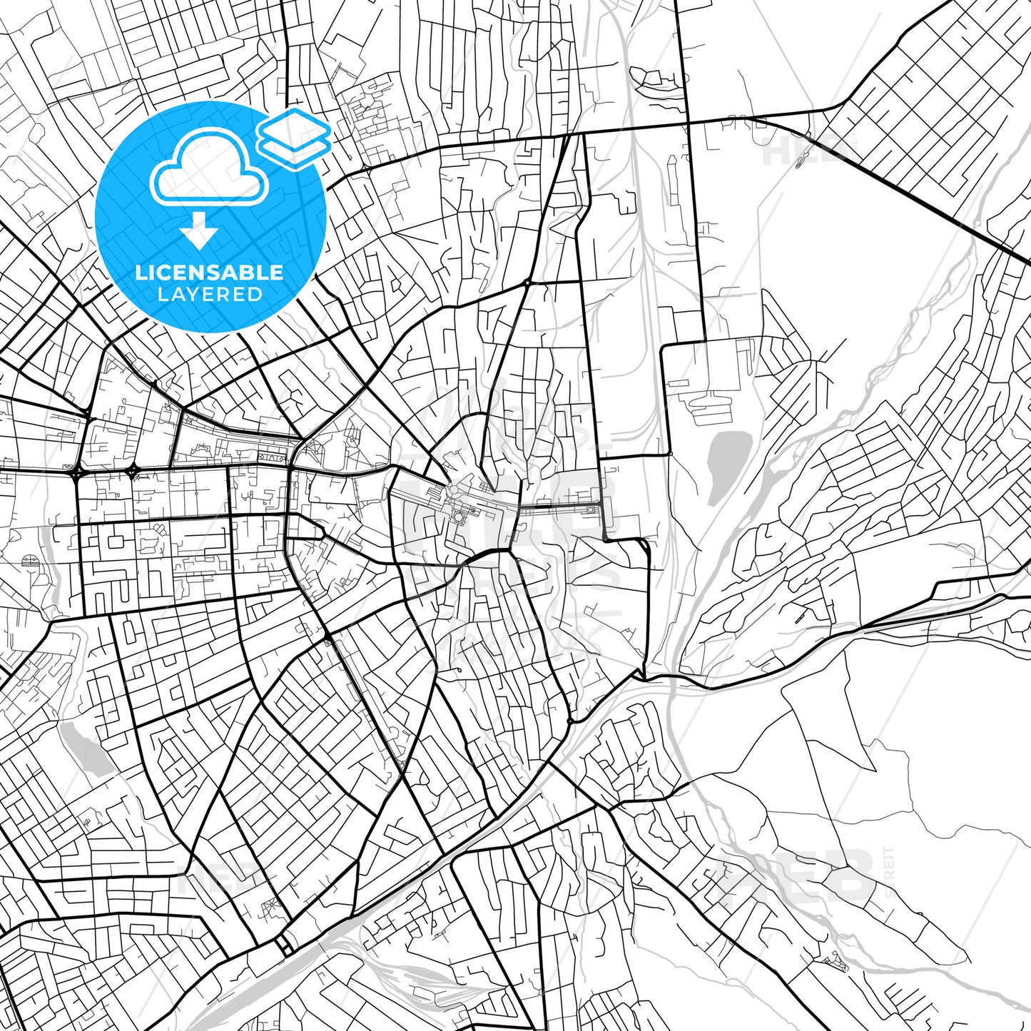 Layered PDF map of Taraz, Jambyl Province, Kazakhstan