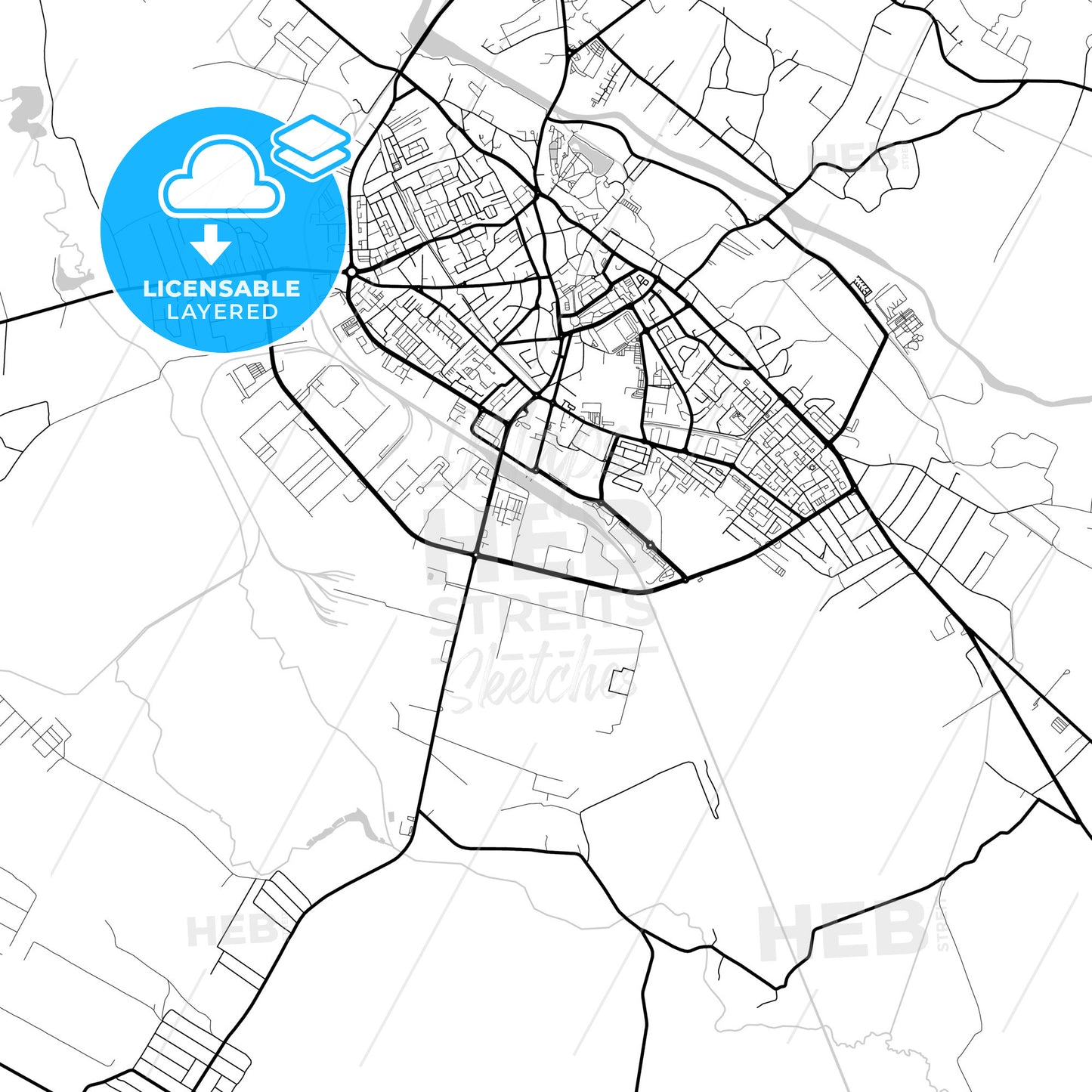 Layered PDF map of Târgoviște, Dâmbovița, Romania