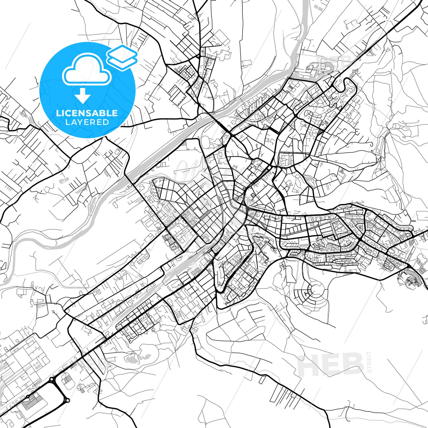 Layered PDF map of Târgu Mureș, Mureș, Romania