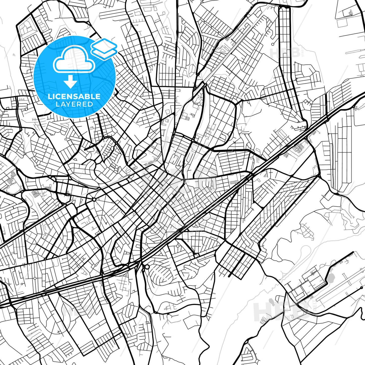 Layered PDF map of Taubate, Brazil