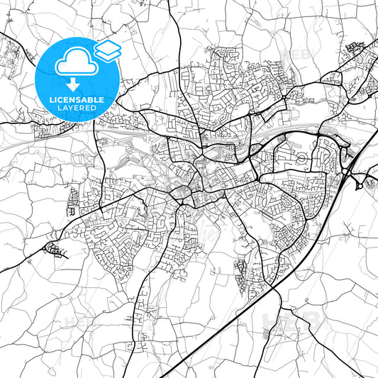 Layered PDF map of Taunton, South West England, England