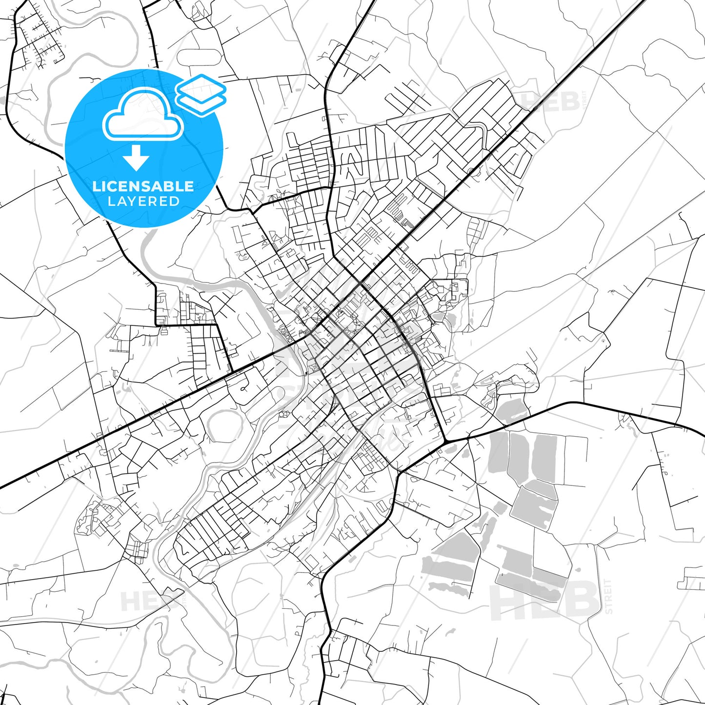 Layered PDF map of Tauragė, Tauragė County, Lithuania