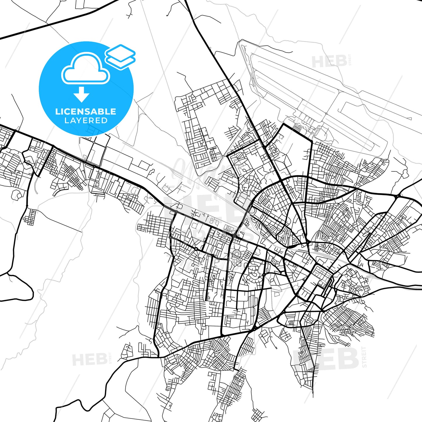 Layered PDF map of Tebessa, Algeria