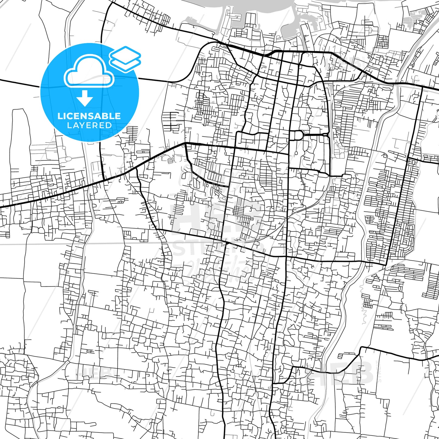 Layered PDF map of Tegal, Central Java, Indonesia