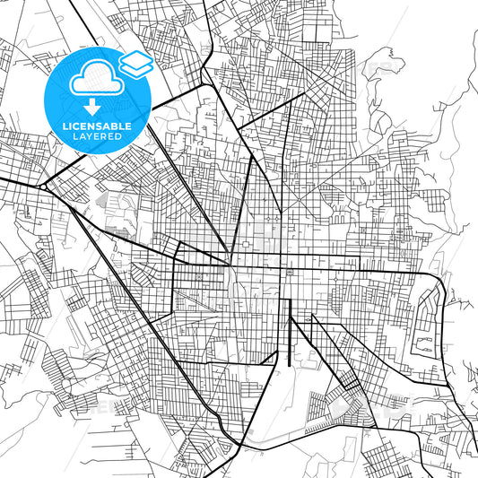 Layered PDF map of Tehuacán, Puebla, Mexico