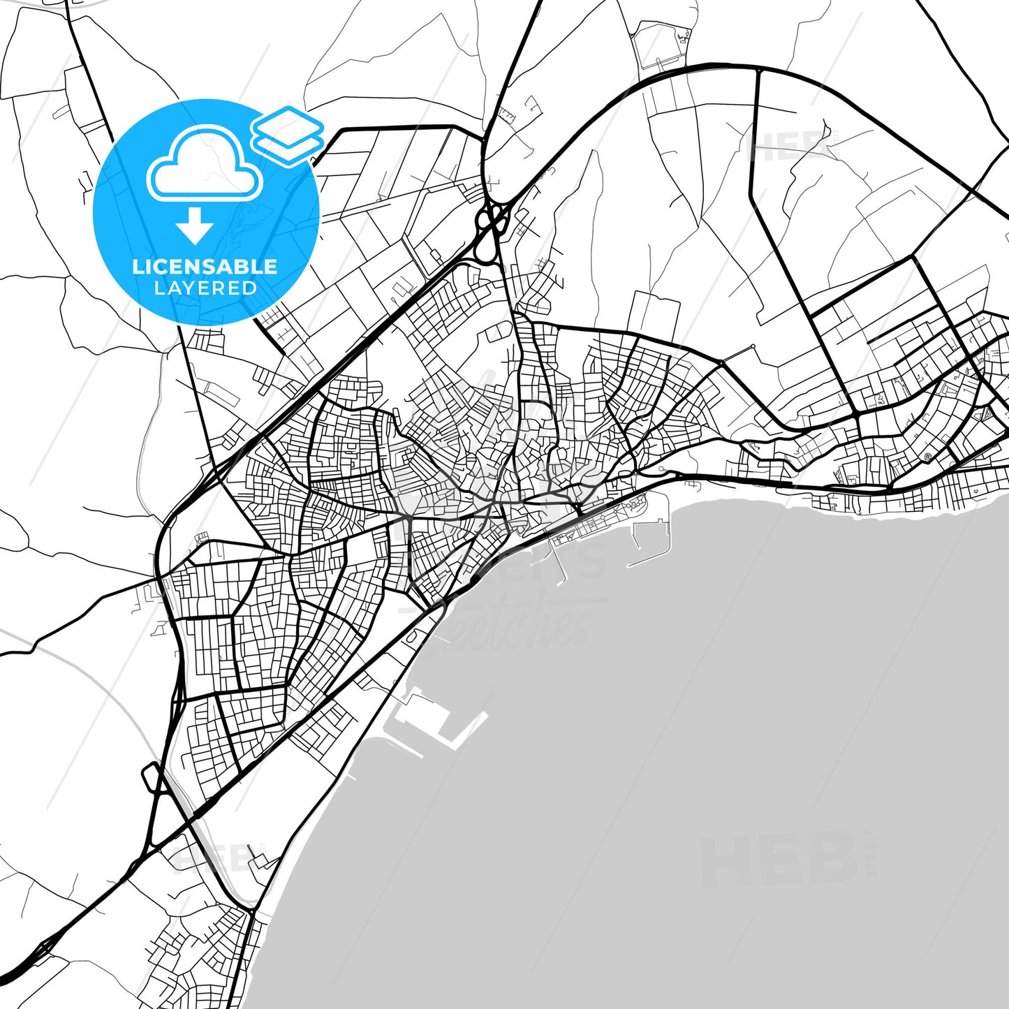 Layered PDF map of Tekirdağ, Tekirdağ, Turkey
