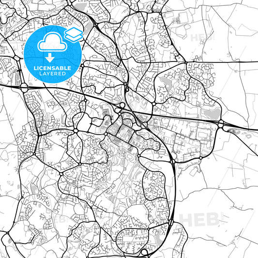 Layered PDF map of Telford, West Midlands, England