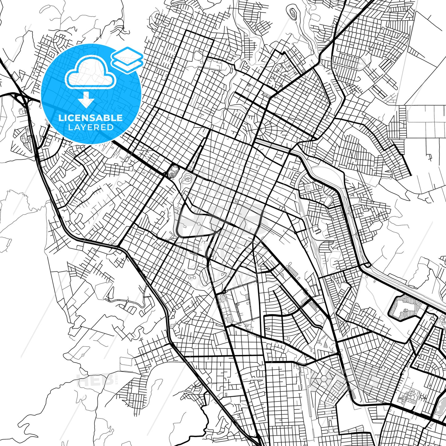 Layered PDF map of Tepic, Nayarit, Mexico