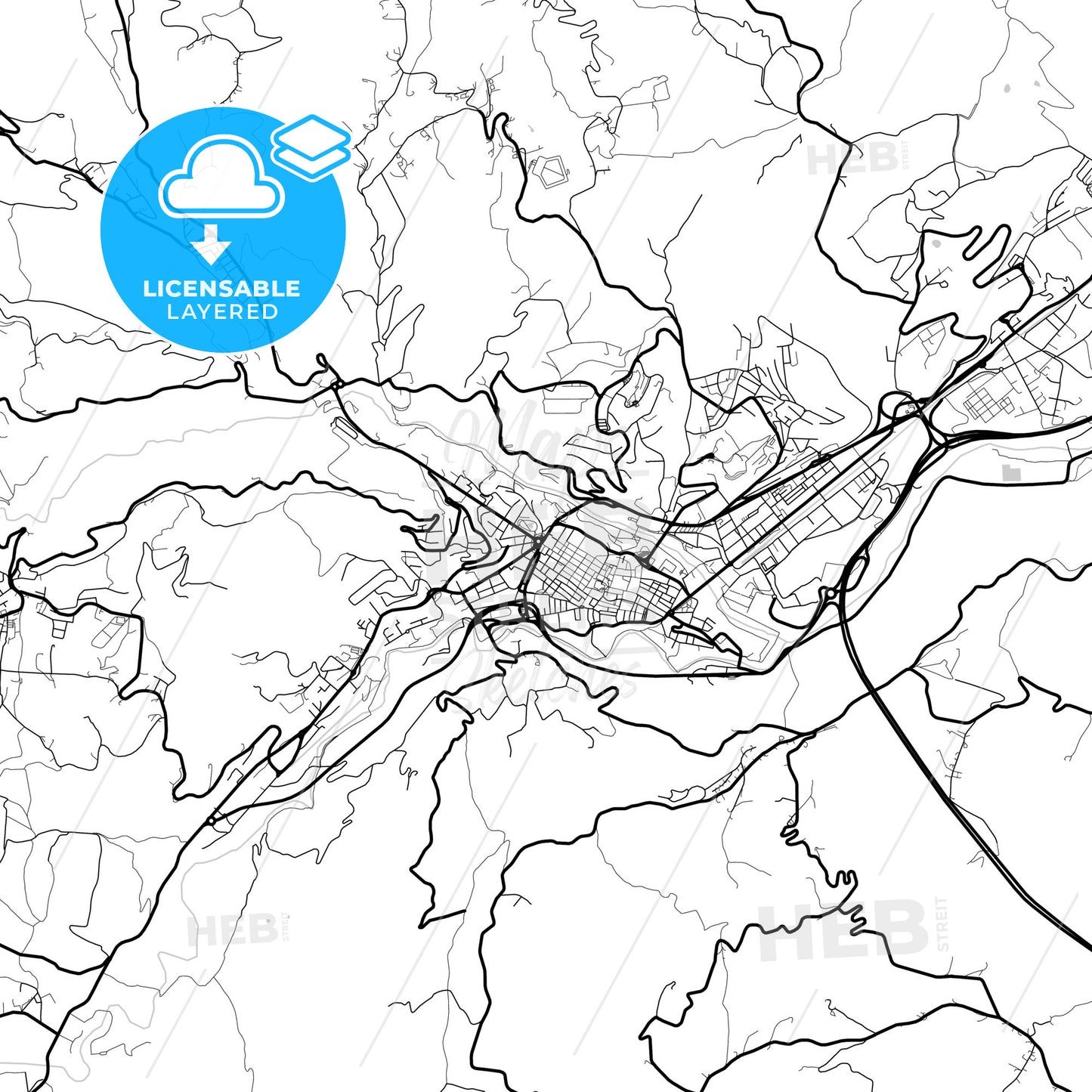 Layered PDF map of Teramo, Abruzzo, Italy